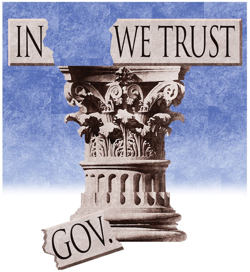 Rebuilding trust in government institutions illustration by Alexander Hunter/The Washington Times