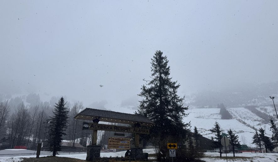 The Alyeska Resort in Girdwood, Alaska, is shown Wednesday, March 5, 2025. (AP Photo/Mark Thiessen)