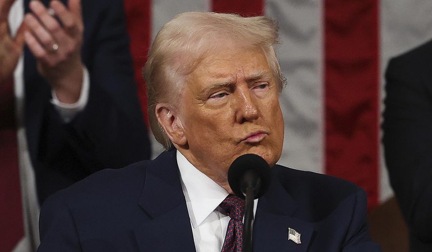 President Donald Trump addresses a joint session of Congress at the Capitol in Washington, Tuesday, March 4, 2025. (Win McNamee/Pool Photo via AP) ** FILE **