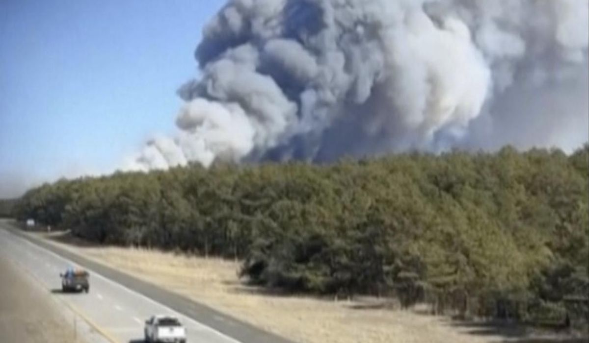 NextImg:Firefighters seek to contain wind-driven brush fire on Long Island