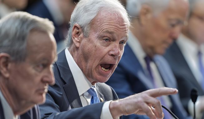 Senate Budget Committee member Sen. Ron Johnson, R-Wis., makes an opening statement as the panel works on the markup of the Fiscal Year 2025 Budget Resolution, on Capitol Hill in Washington, Wednesday, Feb. 12, 2025. (AP Photo/J. Scott Applewhite)