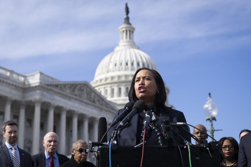 District of Columbia Mayor Muriel Bowser speaks at a news conference to address the impact of the proposed continuing resolution, on Capitol Hill in Washington, Monday, March 10, 2025. (AP Photo/Ben Curtis) **FILE**