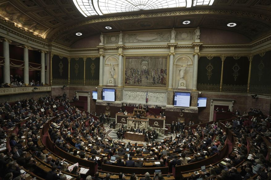 Lawmakers listen to French Prime Minister Francois Bayrou delivering his general policy speech, Jan. 14, 2025 at the National Assembly in Paris. (AP Photo/Thibault Camus, file)