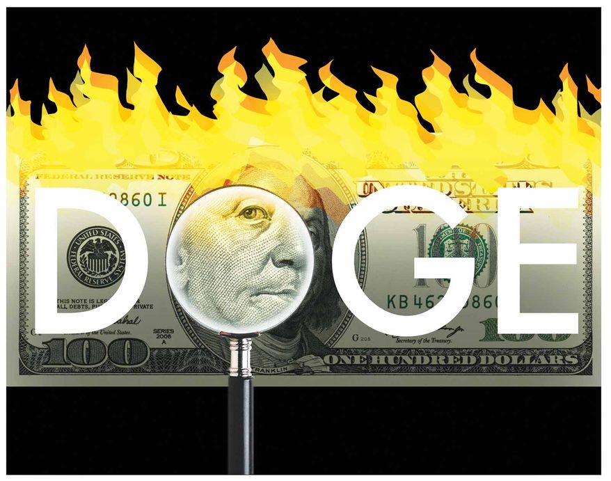 Department of Government Efficiency (DOGE) transparency illustration by Alexander Hunter/The Washington Times