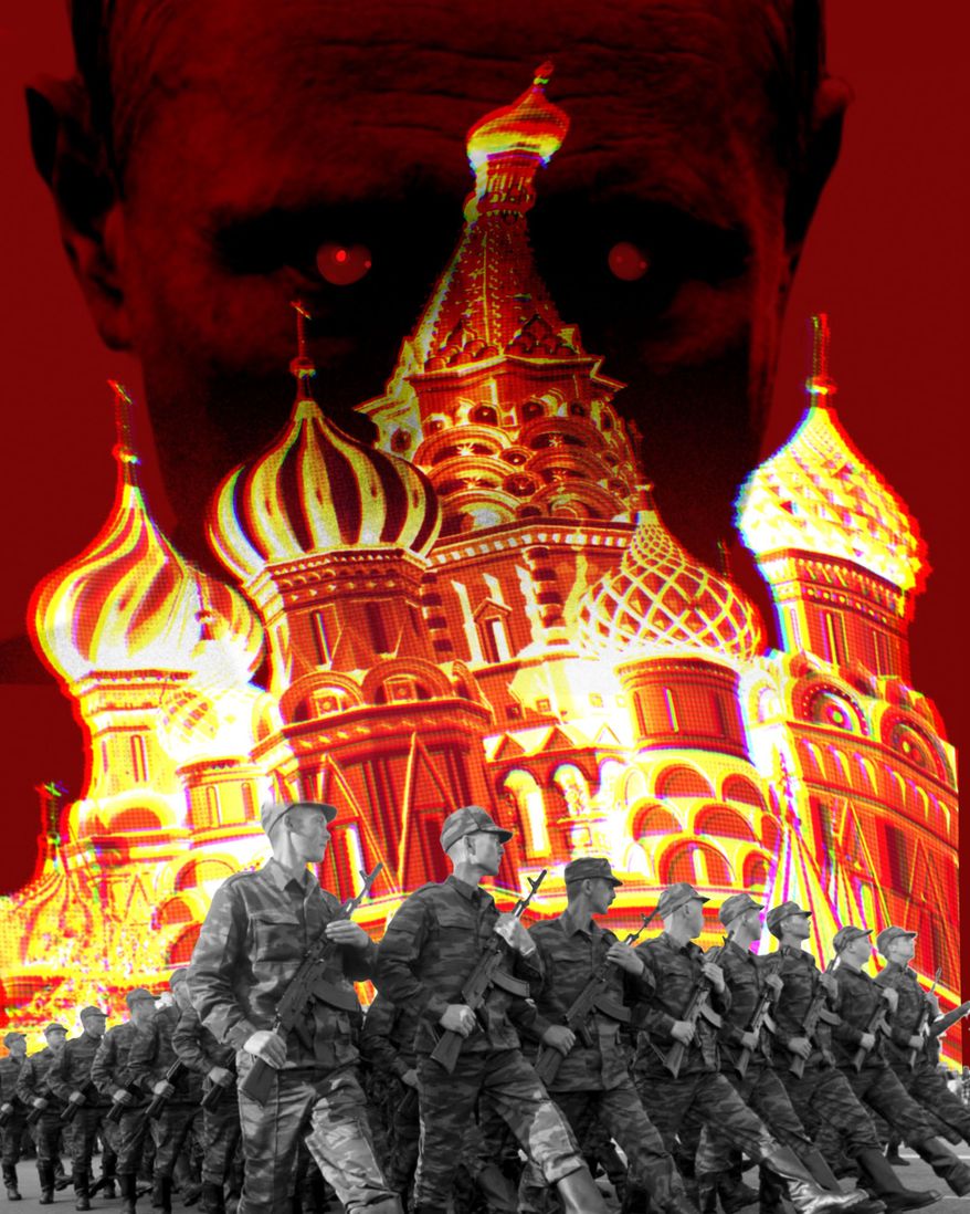War and Russian President Vladimir Putin illustration by Linas Garsys / The Washington Times