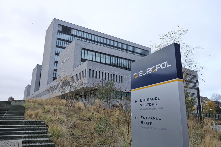 The exterior view of the European police agency Europol headquarters in The Hague, Netherlands, Friday, Dec. 2, 2016. (AP Photo/Mike Corder, File)