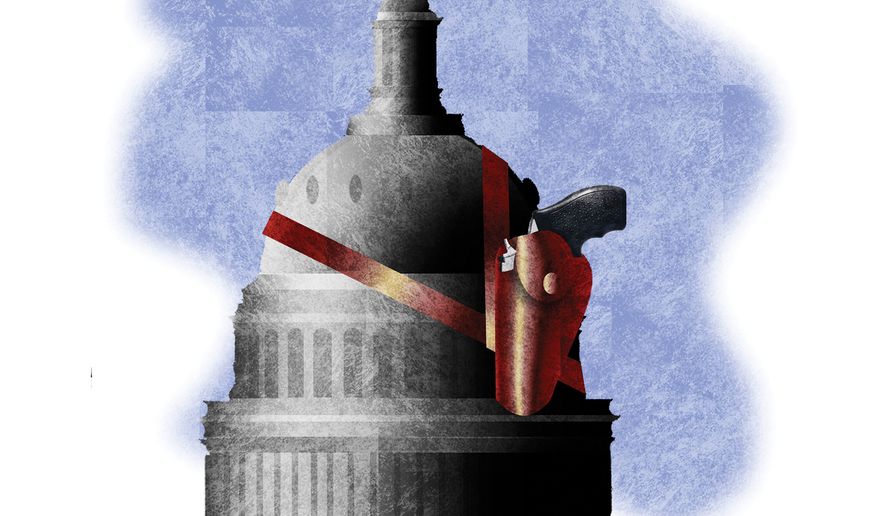 Congress, Second Amendment rights and national concealed carry reciprocity illustration by Alexander Hunter/The Washington Times