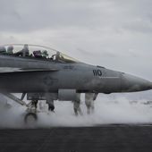 FILE - F/A-18F Super Hornet fighter jet takes off from the aircraft carrier U.S.S. Dwight D. Eisenhower, also known as the 'IKE', in the south Red Sea, Tuesday, Feb. 13, 2024. (AP Photo/Bernat Armangue, File)