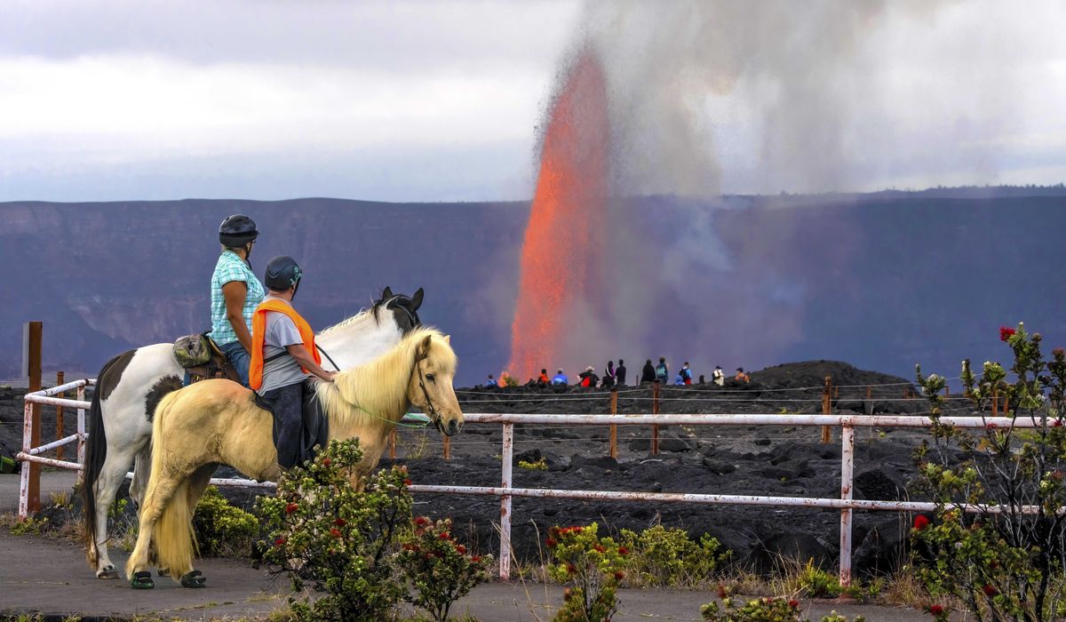 NextImg:Hawaii’s Kilauea volcano puts on a fiery show with a towering fountain of lava