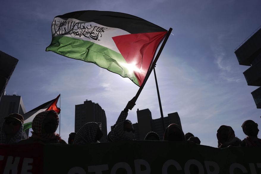 Protesters rally in support of detained Palestinian activist Mahmoud Khalil, March 14, 2025, in New York. (AP Photo/Jason DeCrow) **FILE**