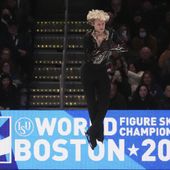 Ilia Malinin, of the United States, performs during the men's free skating program at the figure skating world championships in Boston on Saturday, March 29, 2025. (AP Photo/Charles Krupa) **FILE**