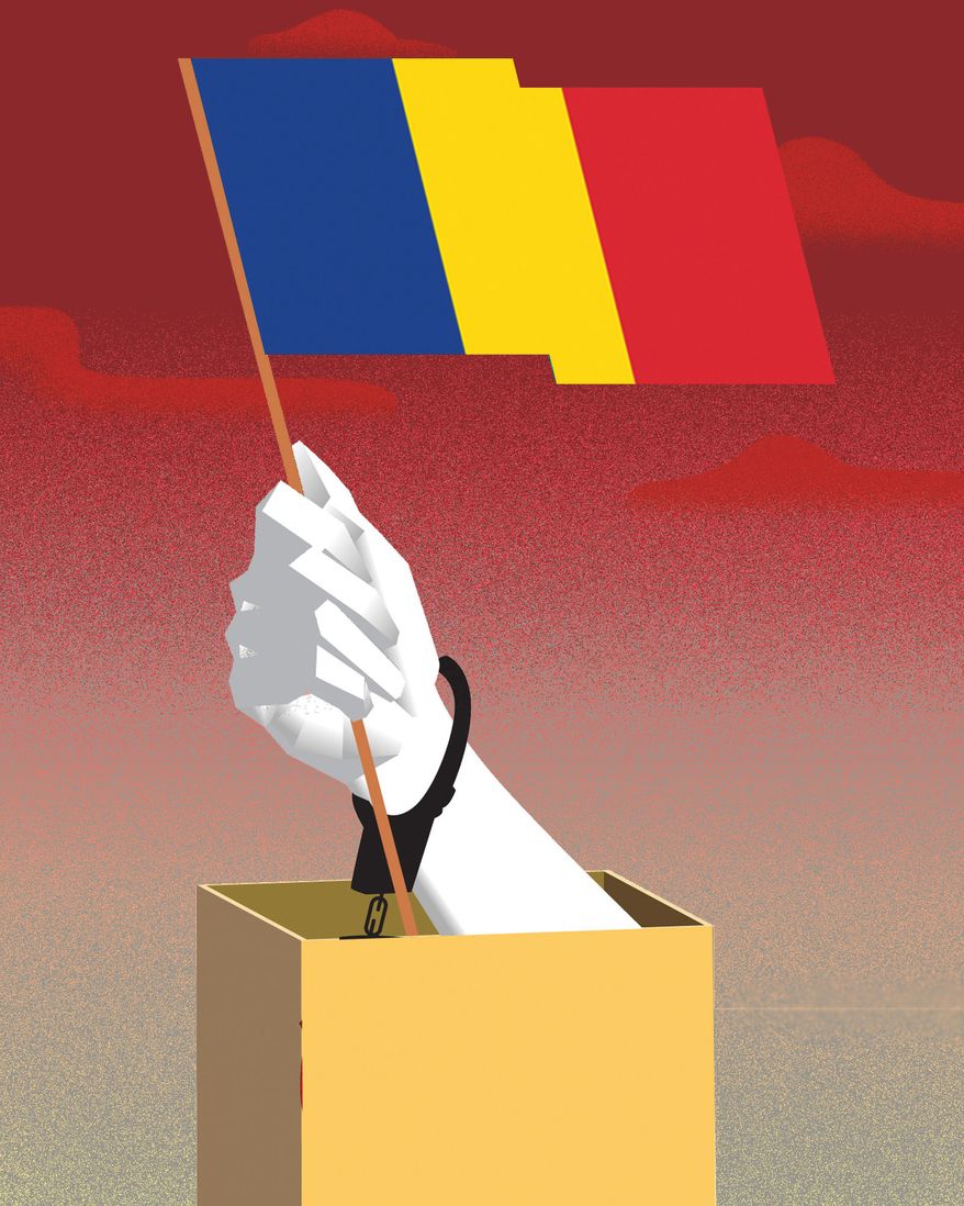 Romania’s election and democracy illustration by Linas Garsys / The Washington Times