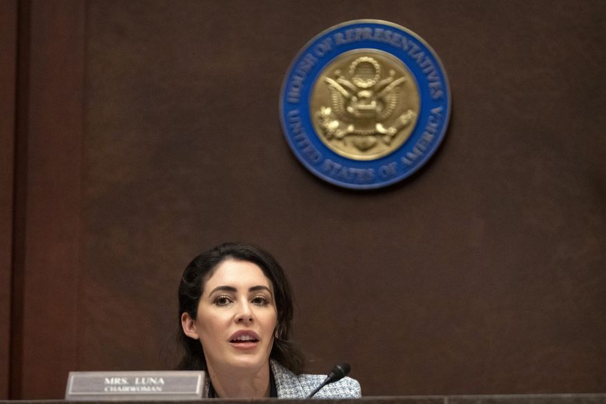 Rep. Anna Paulina Luna, R-Fla., speaks during a hearing of the House Task Force on the Declassification of Federal Secrets on Capitol Hill, Tuesday, April 1, 2025, in Washington. (AP Photo/Mark Schiefelbein)