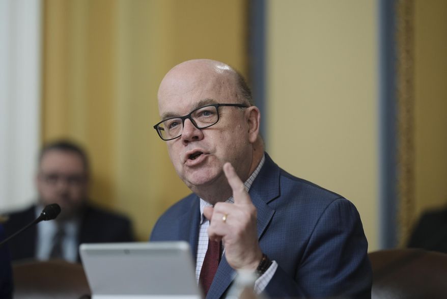 Rep. Jim McGovern, D-Mass., the ranking member of the House Rules Committee, challenges Budget Committee Chairman Jodey Arrington, R-Texas, as President Donald Trump's top domestic priorities on spending reductions and tax breaks are prepared for a floor vote, at the Capitol in Washington, Wednesday, April 9, 2025. (AP Photo/J. Scott Applewhite)