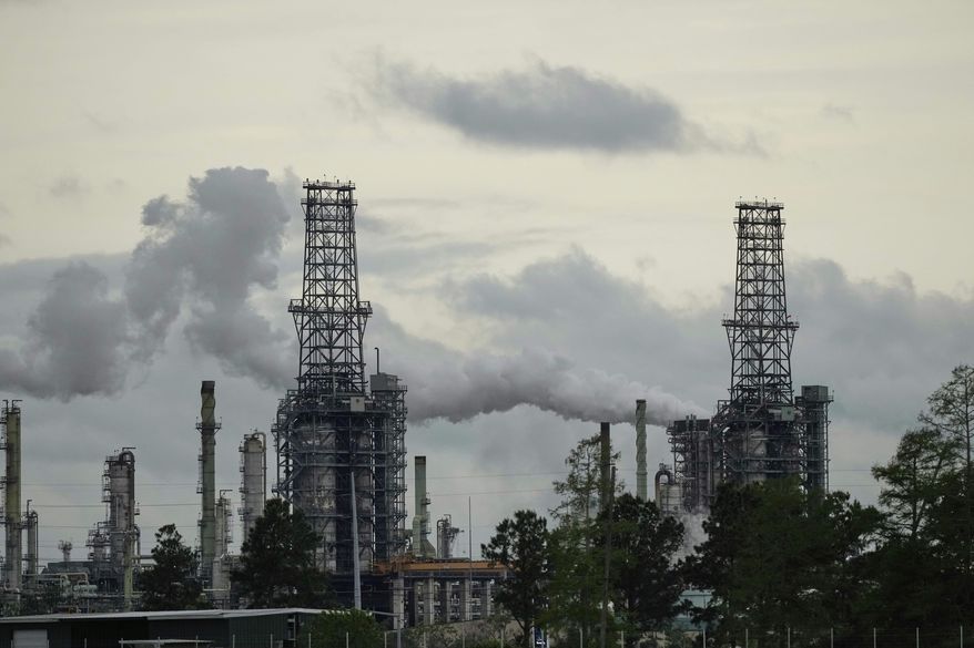 FILE - The Marathon Garyville Oil Refinery in Reserve, La., is seen Monday, April 7, 2025. (AP Photo/Gerald Herbert, file)
