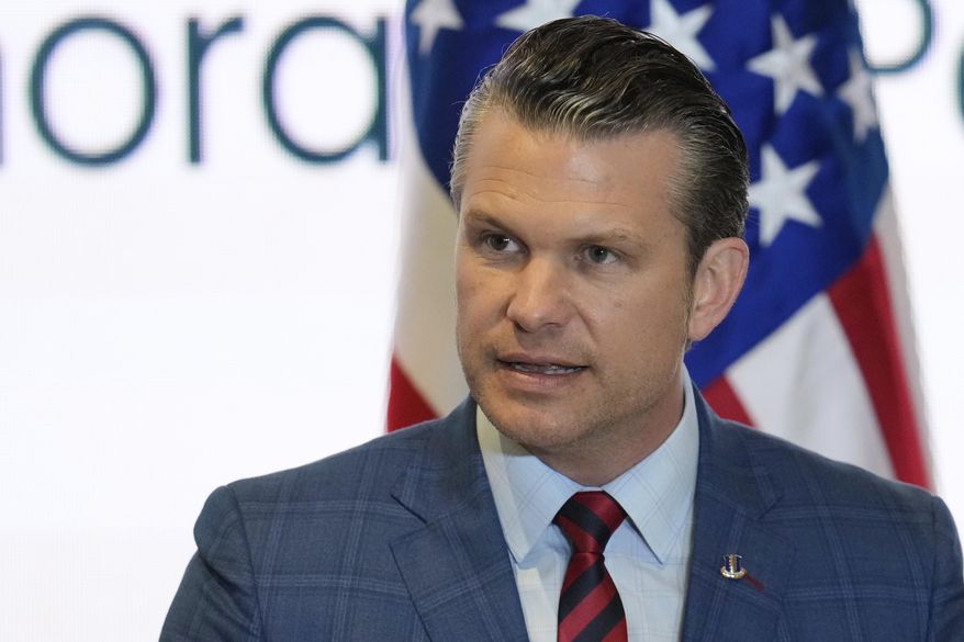 U.S. Secretary of Defense Pete Hegseth speaks during the Central American Security Conference in Panama City, Wednesday, April 9, 2025. (AP Photo/Matias Delacroix)