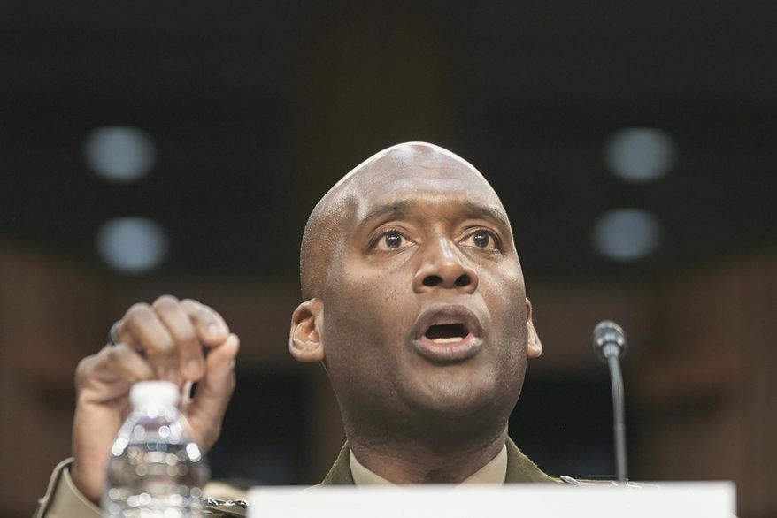 Army Gen. Xavier T. Brunson testifies during an Armed Services hearing on Capitol Hill, Sept. 17, 2024, in Washington. (AP Photo/Mariam Zuhaib, File)