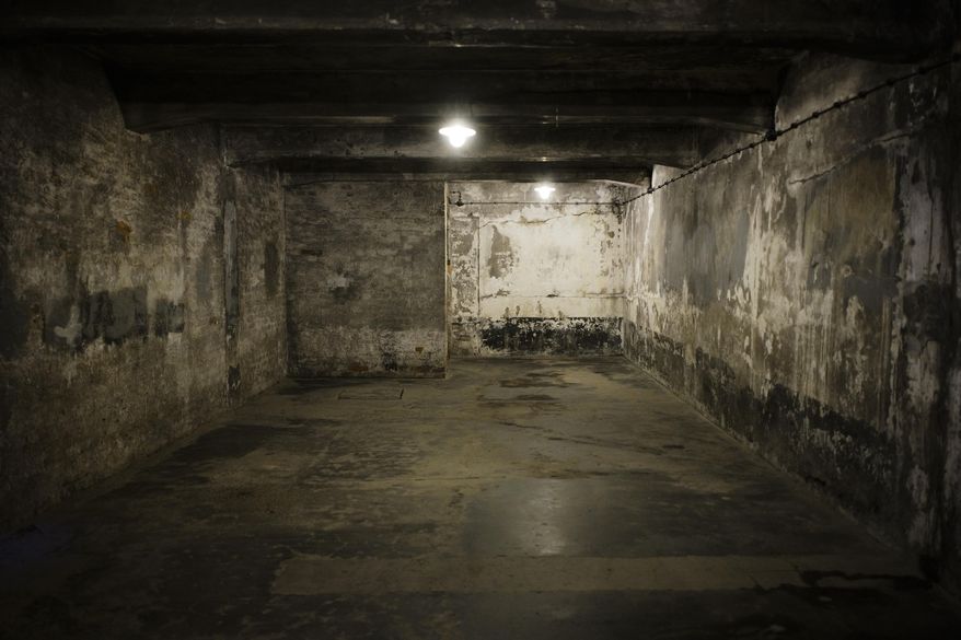 FILE - A view inside gas chamber one at the former Nazi death camp of Auschwitz I in Oswiecim, Poland, Dec. 8, 2019. (AP Photo/Markus Schreiber, File)