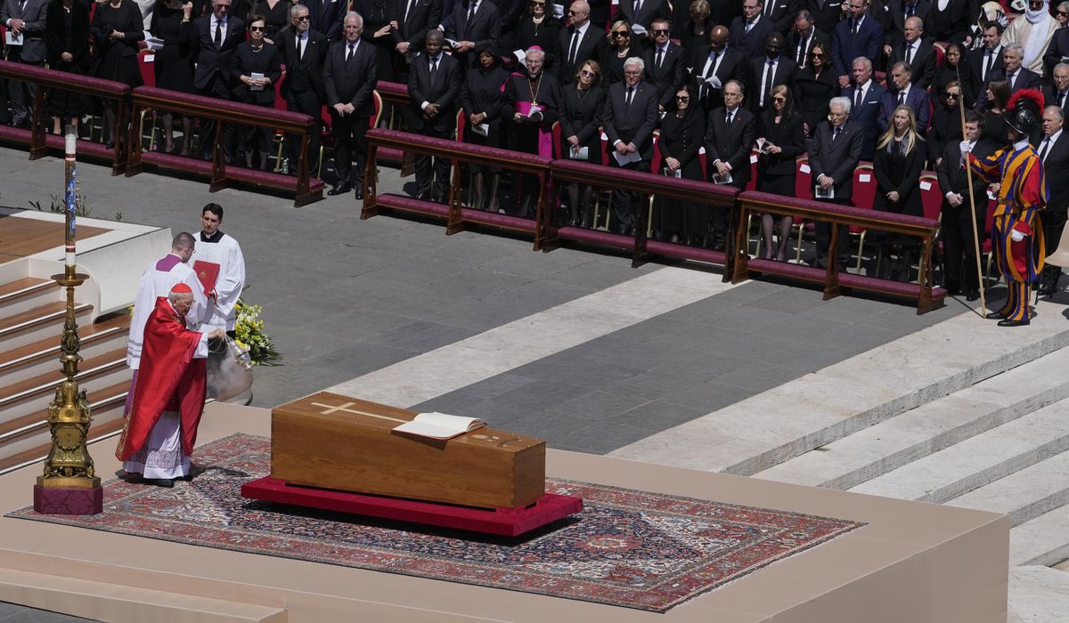 NextImg:Mighty and meek say farewell to Pope Francis during Vatican funeral and last popemobile ride