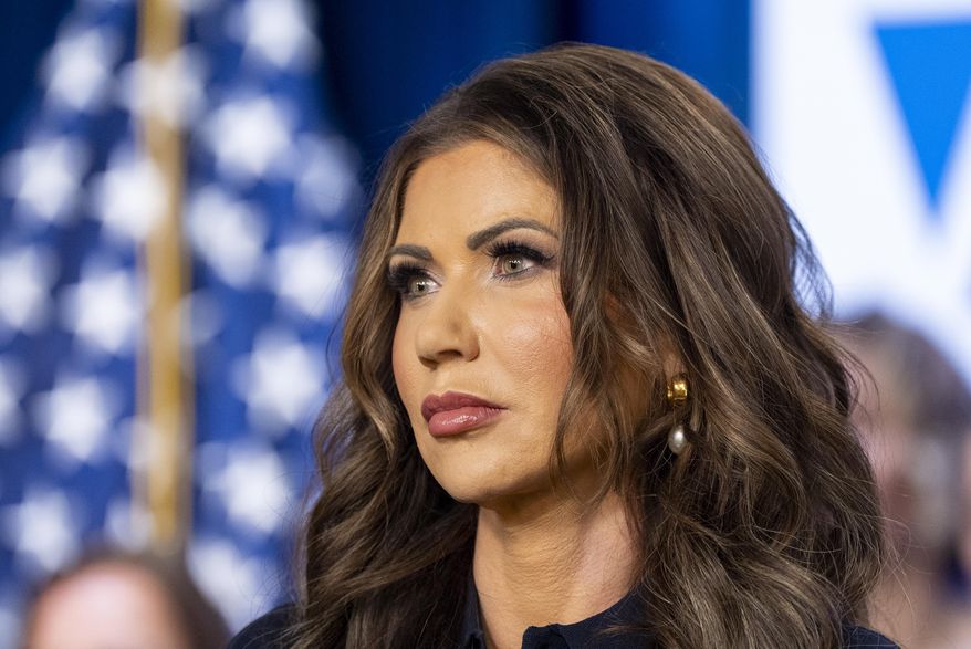 Homeland Security Secretary Kristi Noem speaks during a news conference at the Immigration and Customs Enforcement headquarters, April 9, 2025, in Washington. (AP Photo/Alex Brandon) **FILE**