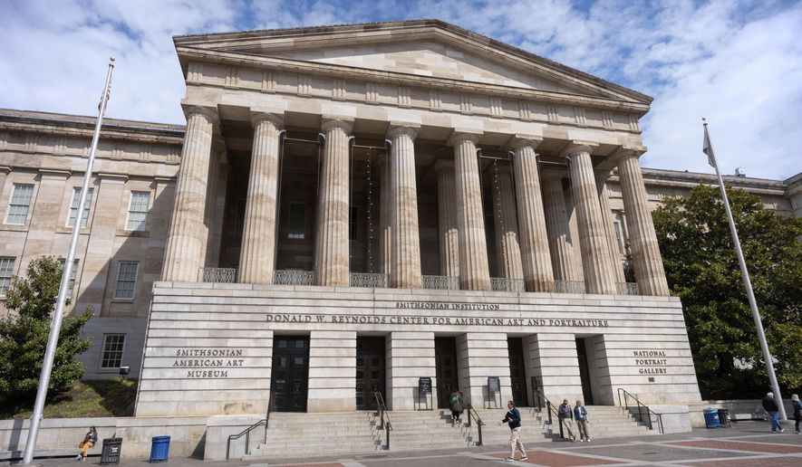 FILE - The Donald W. Reynolds Center for American Art and Portraiture, home of the National Portrait Gallery and the Smithsonian American Art Museum, is seen, March 28, 2025, in Washington. (AP Photo/Mark Schiefelbein, File)