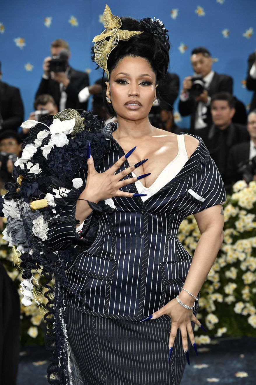 Nicki Minaj attends The Metropolitan Museum of Art's Costume Institute benefit gala celebrating the opening of the "Superfine: Tailoring Black Style" exhibition on Monday, May 5, 2025, in New York. (Photo by Evan Agostini/Invision/AP)