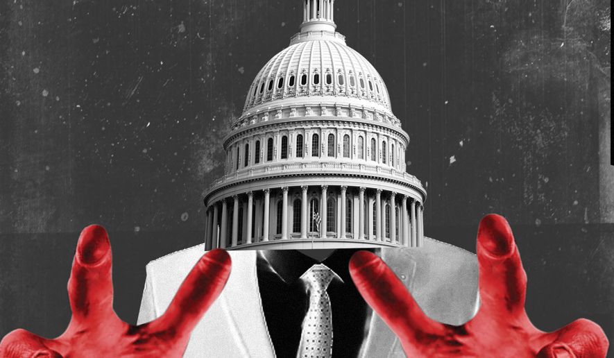 Congress and the federal government encroaching on citizens' rights illustration by Linas Garsys / The Washington Times