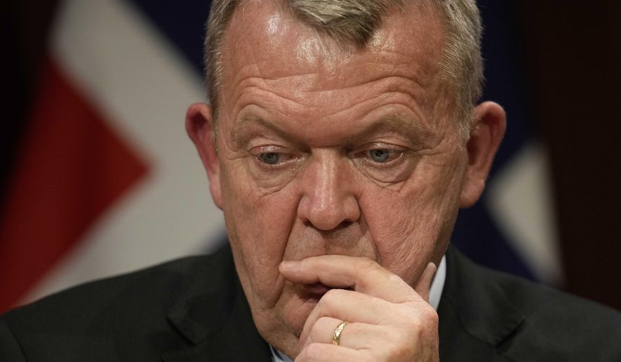 Denmark's Foreign Minister Lars Lokke Rasmussen listens to speakers during a meeting after a ceremony to mark the 25th Anniversary Nordic Embassies in Berlin, Germany, Monday, Oct. 21, 2024. (AP Photo/Ebrahim Noroozi, File)