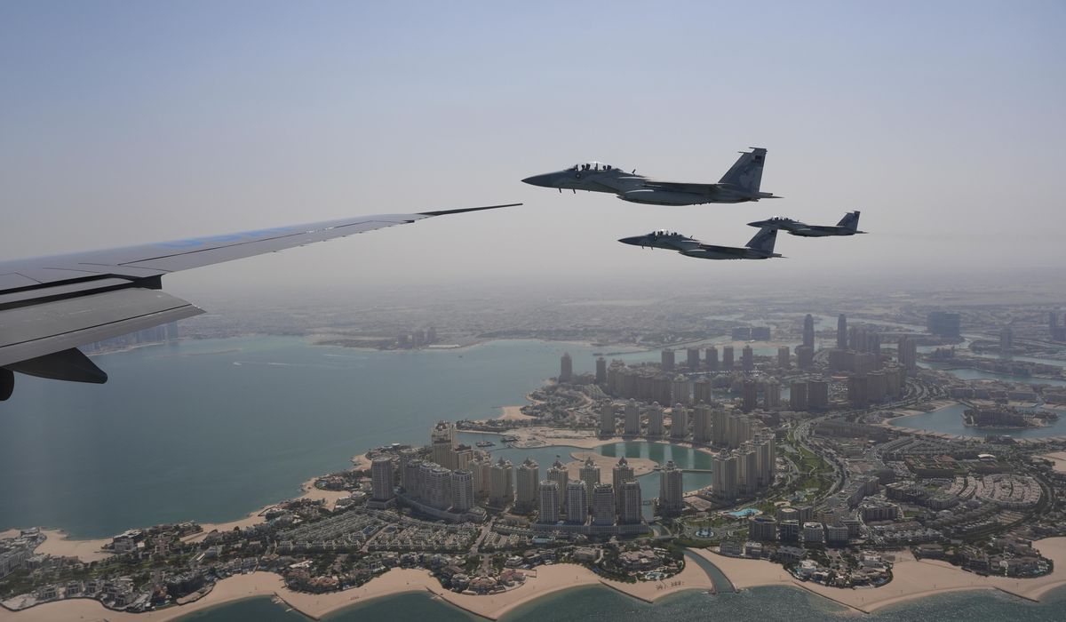 NextImg:Trump’s Qatar trip is off to a flying start as Air Force One gets another fighter jet escort