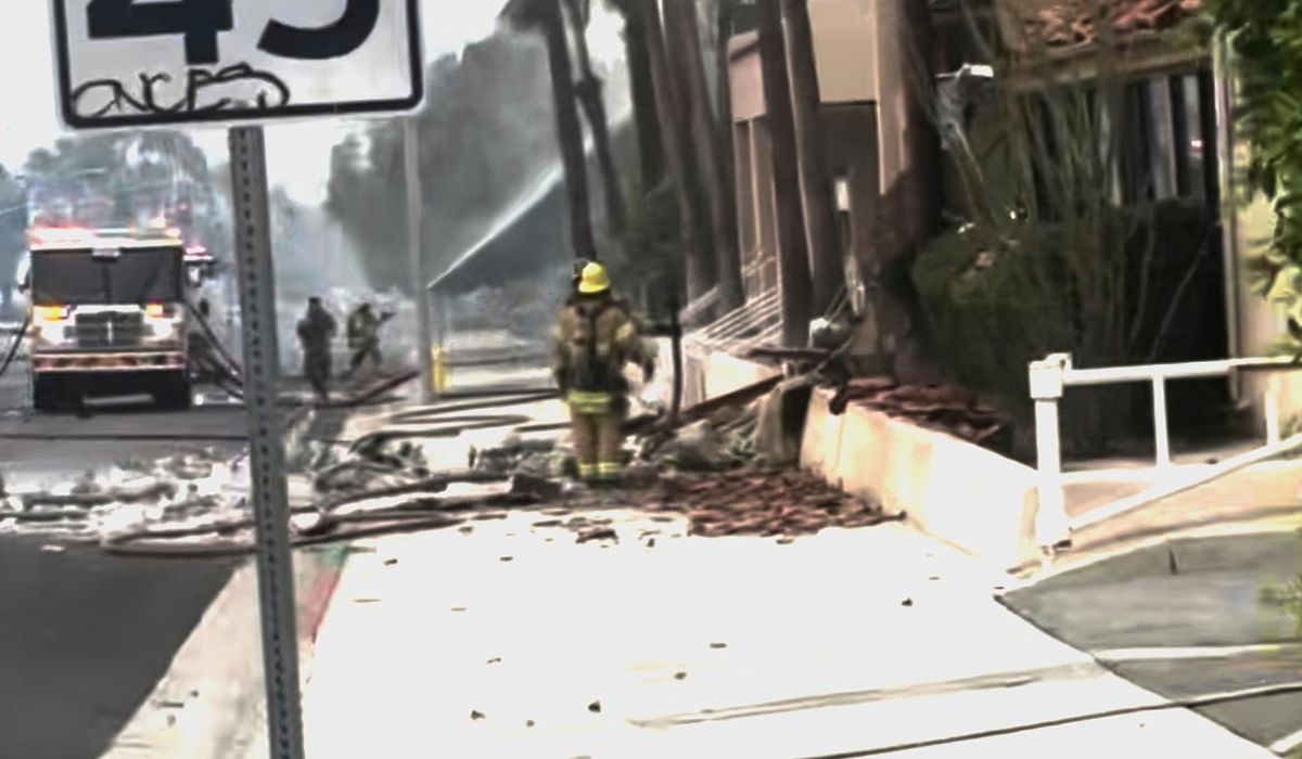 NextImg:Police and firefighters respond to an explosion rocking Palm Springs
