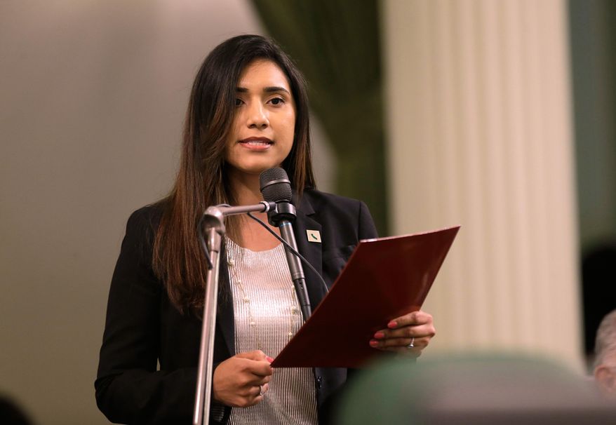 FILE - Assemblywoman Sabrina Cervantes, D-Riverside, at the Capitol in Sacramento, Calif., May 4, 2017. (AP Photo/Rich Pedroncelli, File)