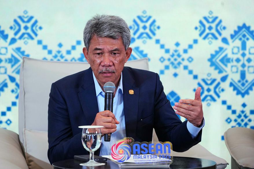 FILE - Malaysia's Foreign Minister Mohamad Hasan speaks during a news conference after the Association of Southeast Asian Nations (ASEAN) Foreign Ministers' Retreat in Langkawi Island, Malaysia, Jan. 19, 2025. (AP Photo/Azneal Ishak, File)