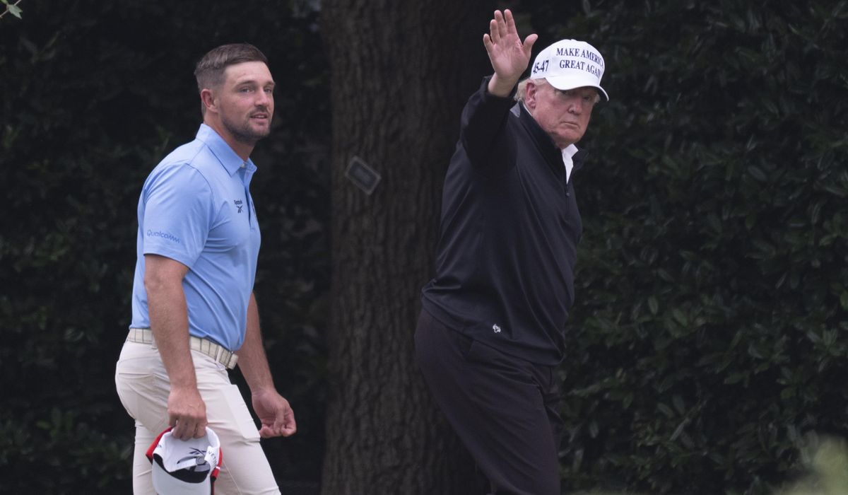 NextImg:Trump, DeChambeau pair up for golf at White House before visiting Virginia course