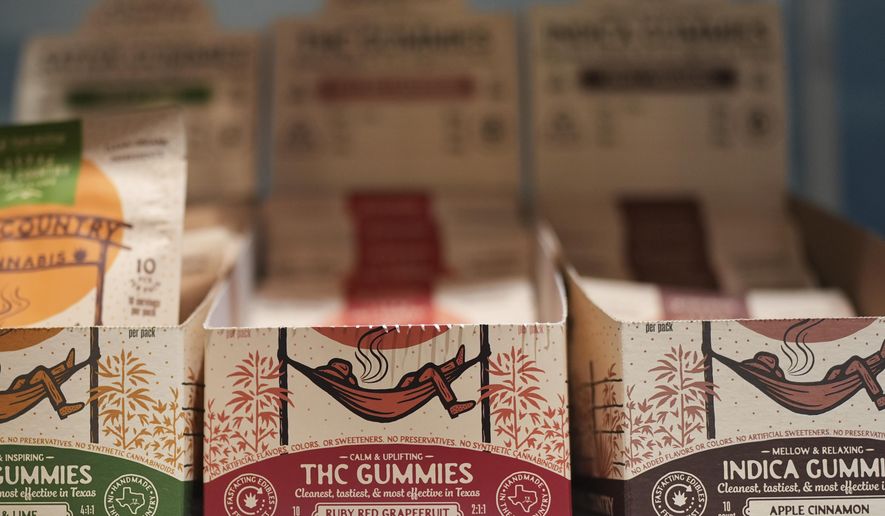 THC products that Texas lawmakers are seeking to ban are seen at the Dope Daughters dispensary, Thursday, May 29, 2025, in Austin, Texas. (AP Photo/Eric Gay)