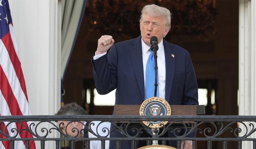 President Donald Trump speaks during a summer soiree on the South Lawn of the White House, Wednesday, June 4, 2025, in Washington. (AP Photo/Alex Brandon)