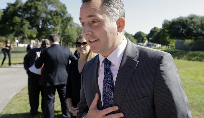 FILE - In this Oct. 20, 2015 photo, then-U.S. Rep. David Jolly speaks to media after showing up at a news conference for former Florida Gov. Charlie Crist in St. Petersburg, Fla. (AP Photo/Chris O'Meara, file)