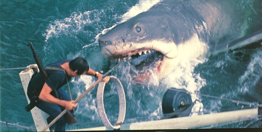 This image released by Peacock shows Roy Scheider in a scene from "Jaws." (Peacock/Universal Pictures via AP)