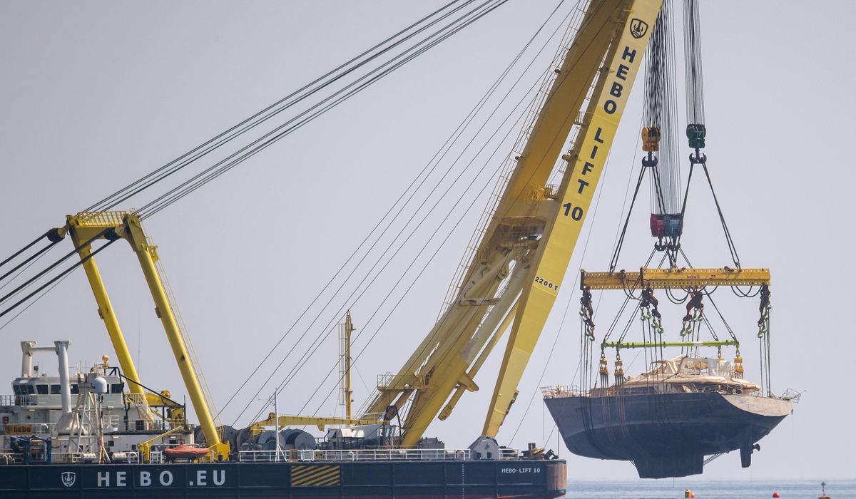 NextImg:The recovered Bayesian superyacht transferred to Sicilian port on its final journey