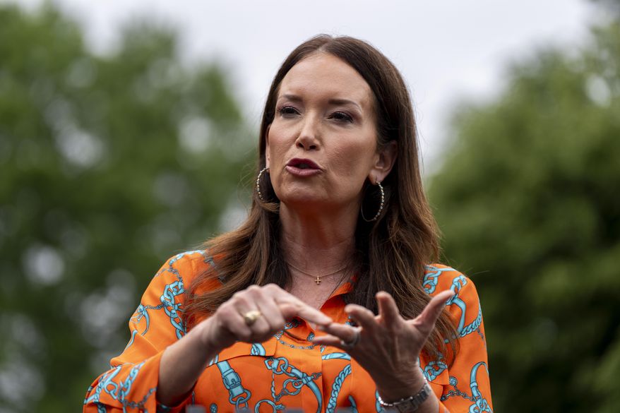 Agriculture Secretary Brooke Rollins speaks with reporters at the White House in Washington on Monday, May 5, 2025. (AP Photo/Alex Brandon) **FILE**