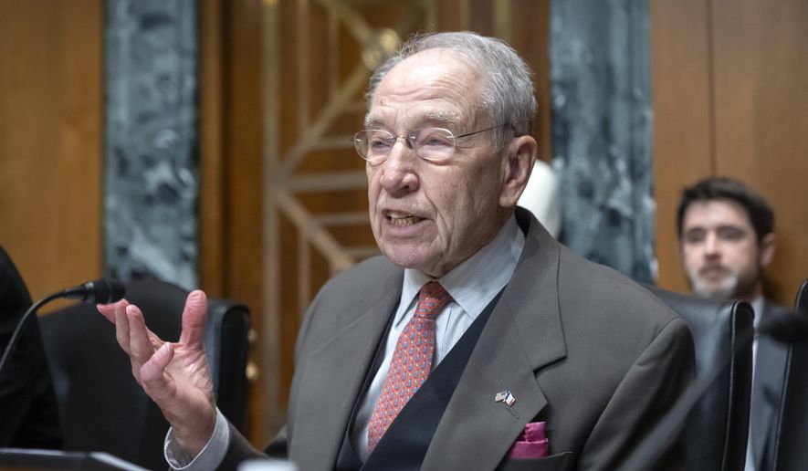 Sen. Chuck Grassley, R-Iowa, speaks during a hearing of the Senate Committee on Finance on Capitol Hill, Thursday, March 6, 2025, in Washington. (AP Photo/Mark Schiefelbein, File)