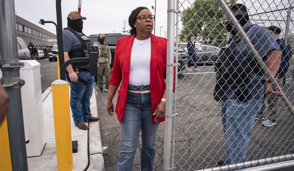 NextImg:Rep. LaMonica McIver pleads not guilty to assault charges stemming from immigration center visit