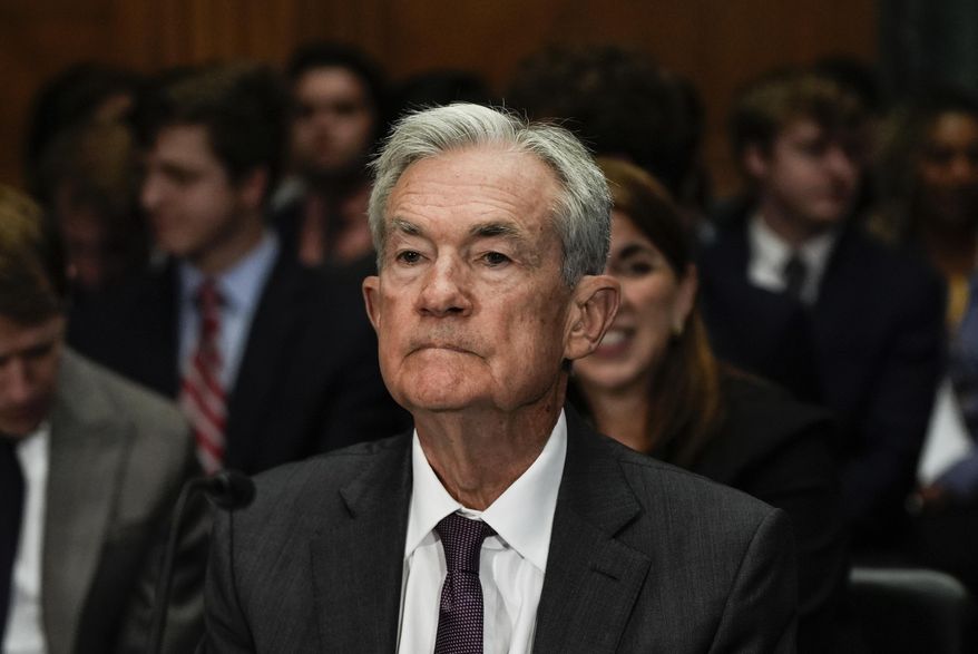 Federal Reserve Board Chairman Jerome Powell arrives before a Senate Committee on Banking hearing, Wednesday, June 25, 2025, on Capitol Hill in Washington. (AP Photo/Julia Demaree Nikhinson)