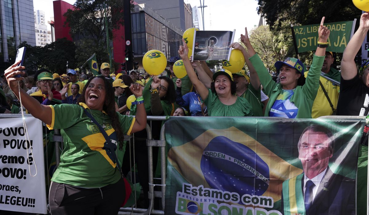 NextImg:Brazil ex-leader Jair Bolsonaro rallies supporters in Sao Paulo to protest his Supreme Court trial