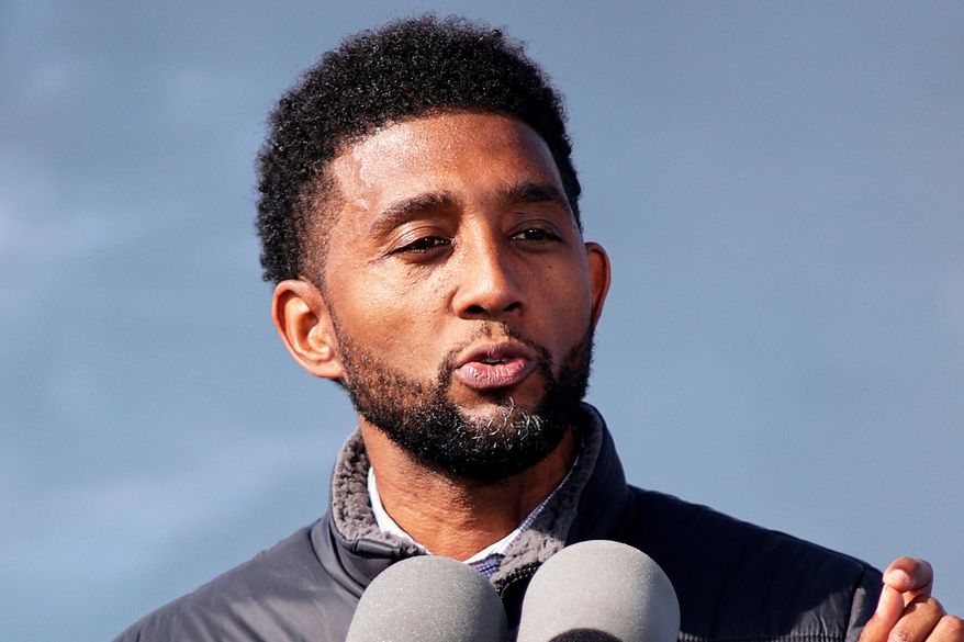 Baltimore Mayor Brandon M. Scott speaks on Oct. 29, 2024, at the Dundalk Marine Terminal in Baltimore. (AP Photo/Daniel Kucin Jr.) **FILE**
