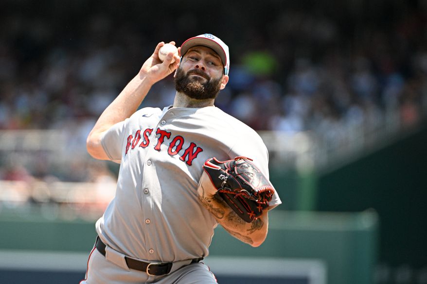 Boston Red Sox starting pitcher Lucas Giolito (54) throwing a pitch during the fifth inning of an MLB game against the Washington Nationals at Nationals Park in Washington D.C., July 4, 2025. (Photo by All-Pro Reels for Washington Times Sports)