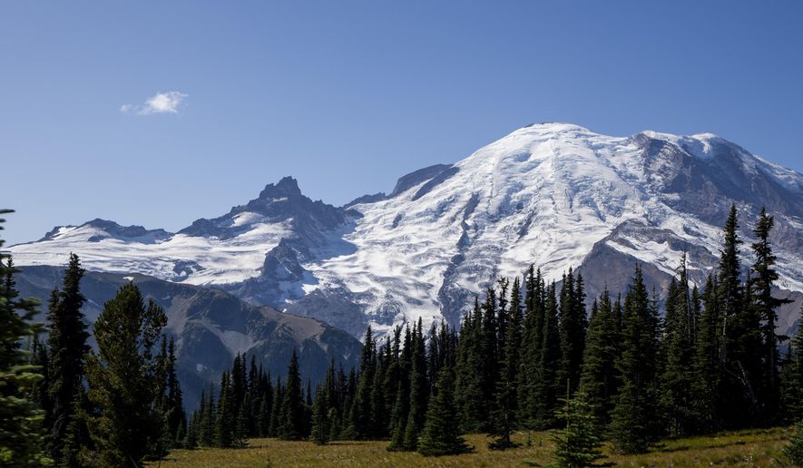 FILE - Mount Rainier is pictured Sept. 21, 2023, at Mount Rainier National Park, from Sunrise, Wash. (AP Photo/Lindsey Wasson, File)