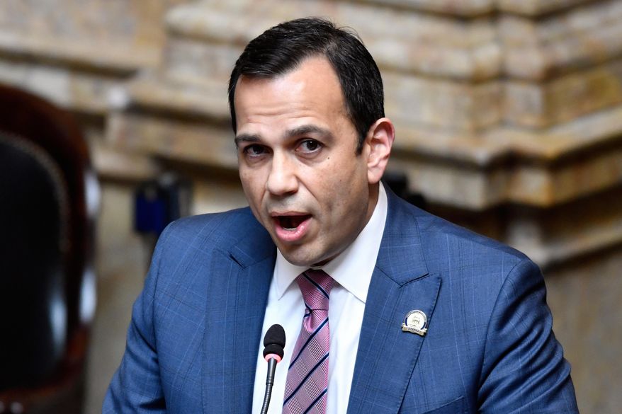 Kentucky state Sen. Ralph Alvarado makes a statement to the Senate body at the Kentucky State Capitol in Frankfort, Ky., on March 30, 2021. (AP Photo/Timothy D. Easley) **FILE**