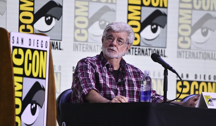 George Lucas attends a panel for the Lucas Museum of Narrative Art during Comic-Con International on Sunday, July 27, 2025, in San Diego. (Photo by Richard Shotwell/Invision/AP)