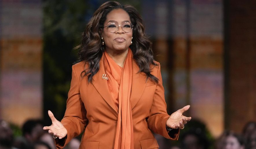 Oprah Winfrey speaks, Sept. 19, 2024, in Farmington Hills, Mich. (AP Photo/Paul Sancya, File)