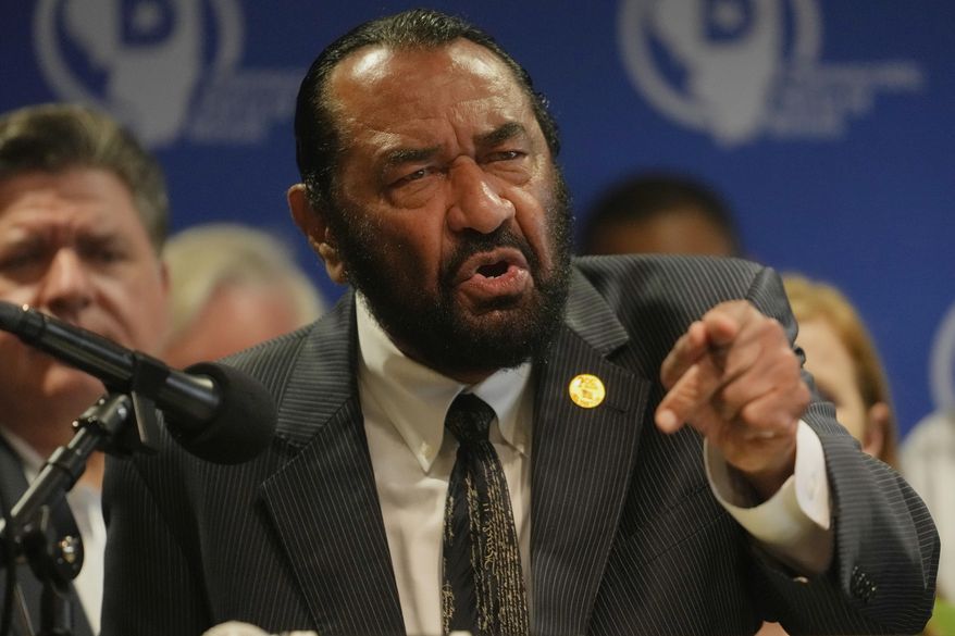 Texas Rep. Al Green speaks during a news conference in Aurora, Ill., on Tuesday, Aug 5, 2025. (AP Photo/Erin Hooley)